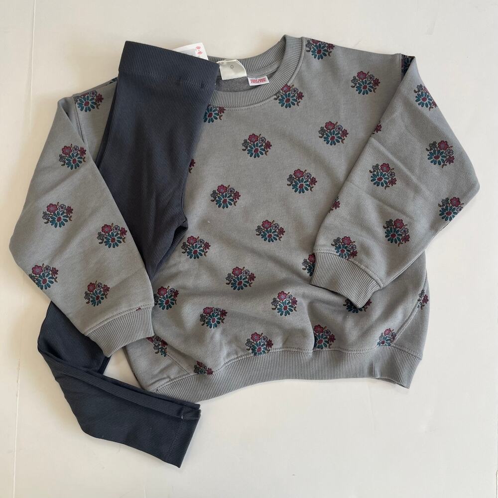 Zara Kids Girls Floral Sweatshirt and Ribbed Leggings Set Size 6 NWT